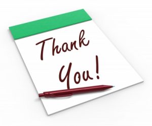 Thank-you note pad and pen