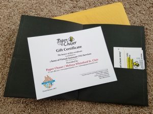 Paper Chaser gift certificate Don Ryan Center for Innovation